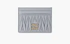Miu Miu Matelassé Nappa Leather Card Holder Pearl Gray