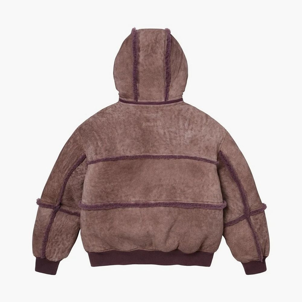 Supreme x MM6 Maison Margiela Hooded Shearling Bomber Jacket Purple