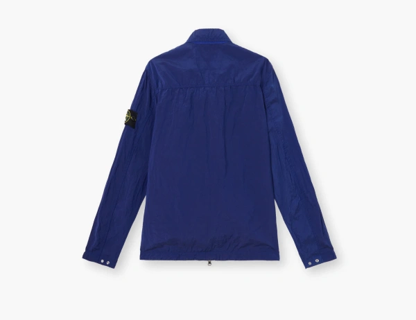 Stone Island Nylon Metal In Econyl Overshirt with Pocket and Two-Way Zip Bright Blue  Stone Island Nylon Metal In Econyl Overshirt with Pocket and Two-Way Zip Bright Blue