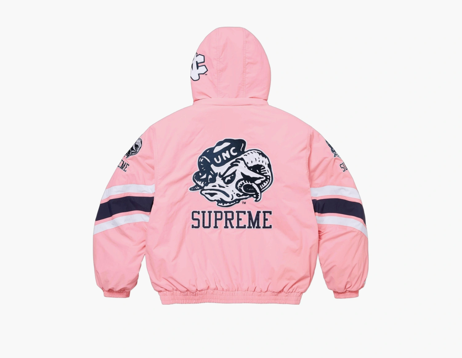 Supreme x Mitchell & Ness NCAA Hooded Stadium Jacket Pink 