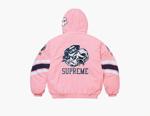 Supreme x Mitchell & Ness NCAA Hooded Stadium Jacket Pink 