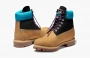 Timberland Premium 6 Inch Waterproof Boots "Wheat Nubuck With Black And Blue Collar" 