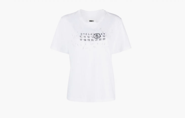 MM6 Maison Margiela Destroyed Logo T-Shirt White 