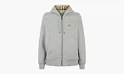 Burberry Clarendon Check Embroidery Logo Zip Hoodie Grey