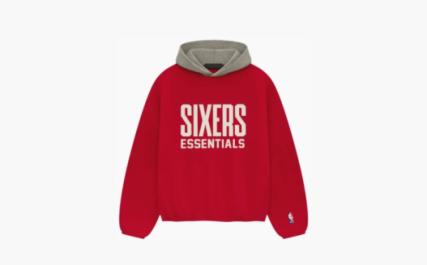 Fear of God Essentials x NBA Philadelphia 76ers Hoodie Red Grey  Fear of God Essentials x NBA Philadelphia 76ers Hoodie Red Grey
