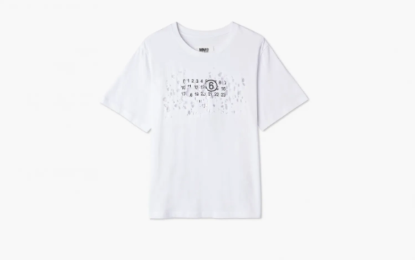 MM6 Maison Margiela Destroyed Logo Print T-Shirt White 