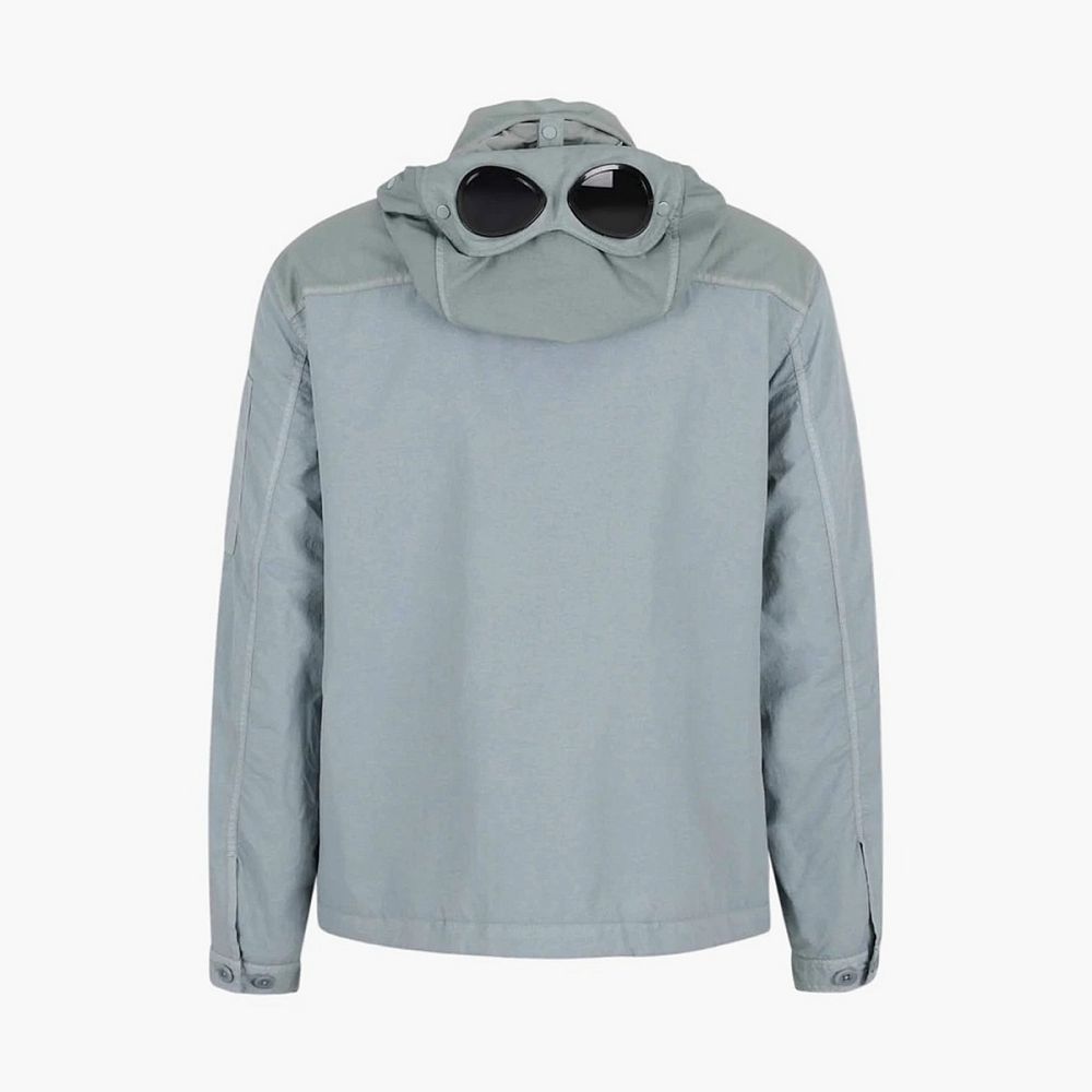 C.P. Company Flatt Nylon Mixed Goggle Overshirt Silver Blue
