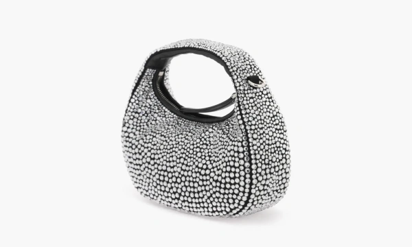 Miu Miu Wander Satin And Silk Mini Hobo Bag With Syntentic Crystals Black 
