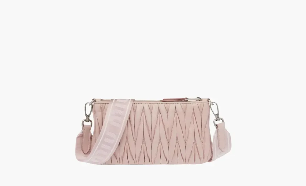 Miu Miu Dusty Pink Matelassé Multi-Pochette Crossbody Rose Red