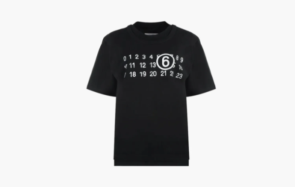 MM6 Maison Margiela Number Logo Cotton Crewneck T-Shirt Black 