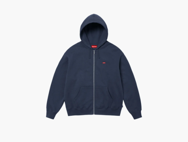 Supreme Small Box Zip Up Hooded Sweatshirt Navy 