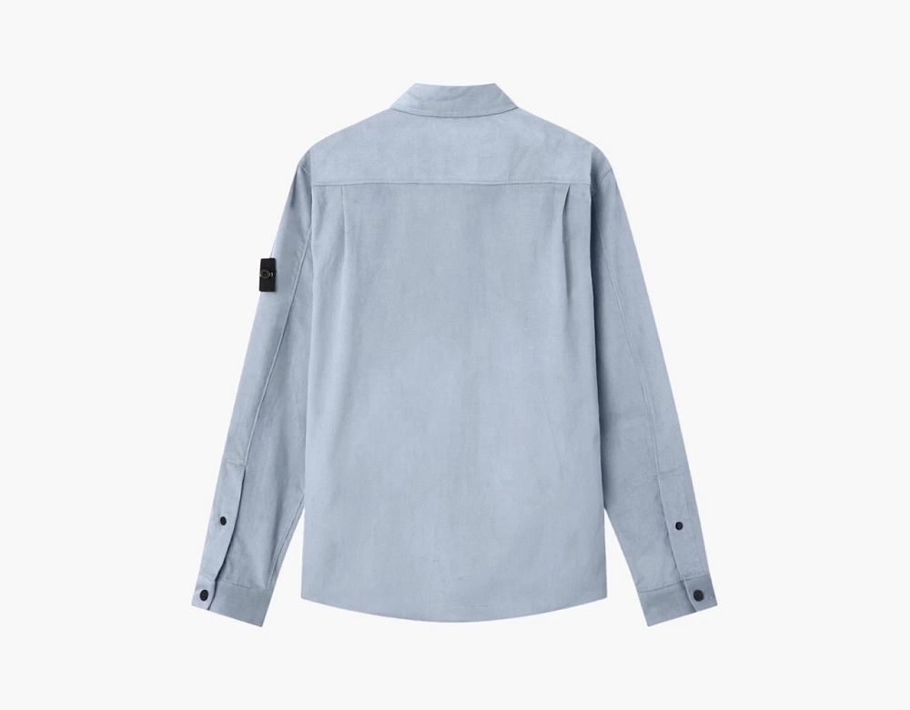 Stone Island Cotton Micro-Corduroy Overshirt Avio Blue