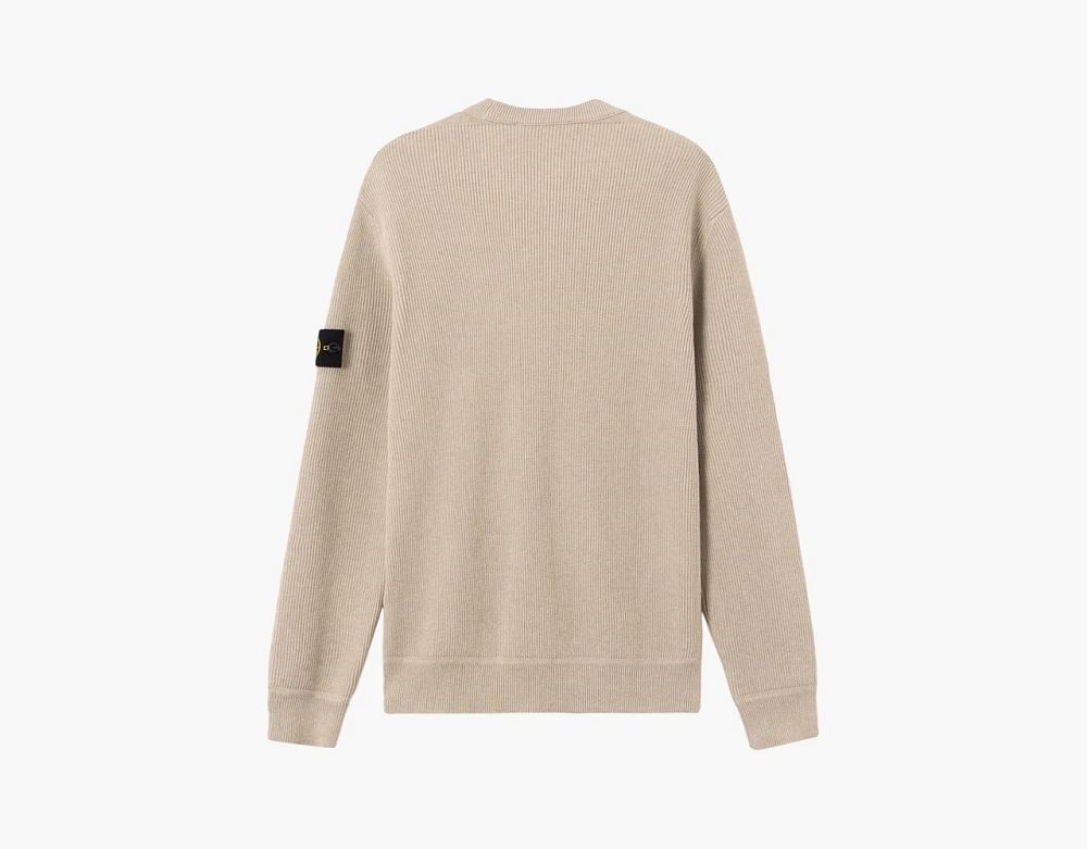 Stone Island Ribbed Soft Organic Cotton Crewneck Jumper Desert