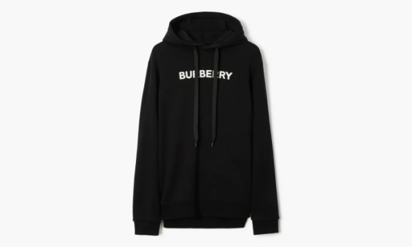 Burberry Logo Print Cotton Hoodie Black 