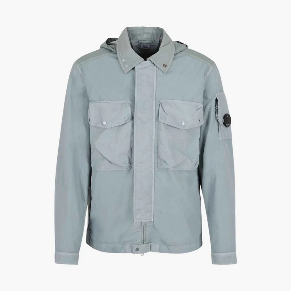 C.P. Company Flatt Nylon Mixed Goggle Overshirt Silver Blue