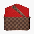 Louis Vuitton Pochette Felicie Damier Ebene Cerise Red Lining