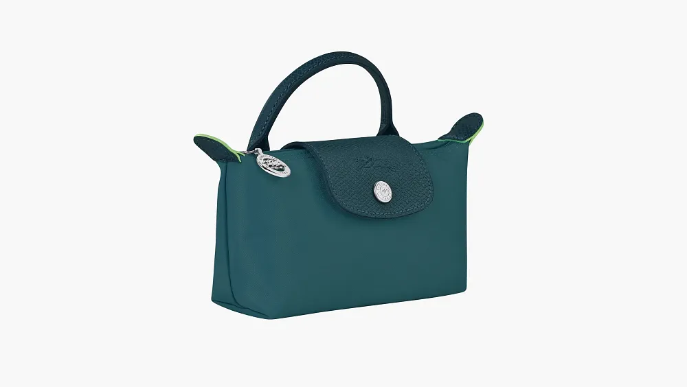 Longchamp Le Pliage Green Handle Pouch Peacock