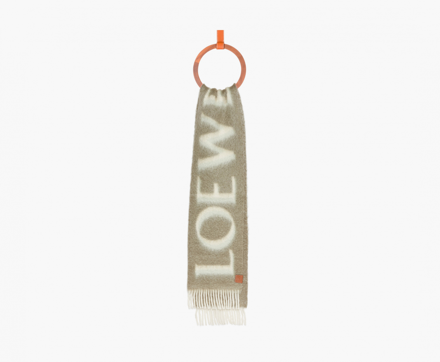 Loewe Scarf In Wool and Mohair "Khaki Green/White" 