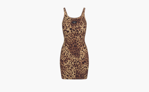 Skims x Dolce&Gabbana Cotton Rib Scoop Tank Mini Dress Leopard 