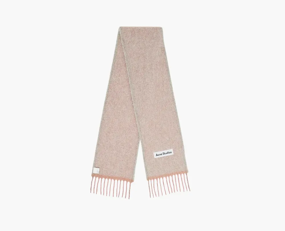 Acne Studios Logo Patch Wool Mohair Scarf Pink