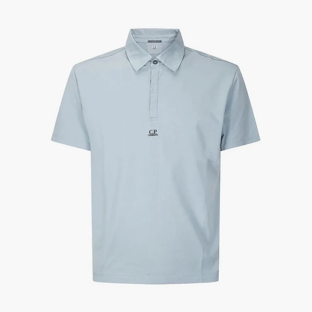 C.P. Company Mercerized Jersey Gasato Polo Shirt Silver Blue