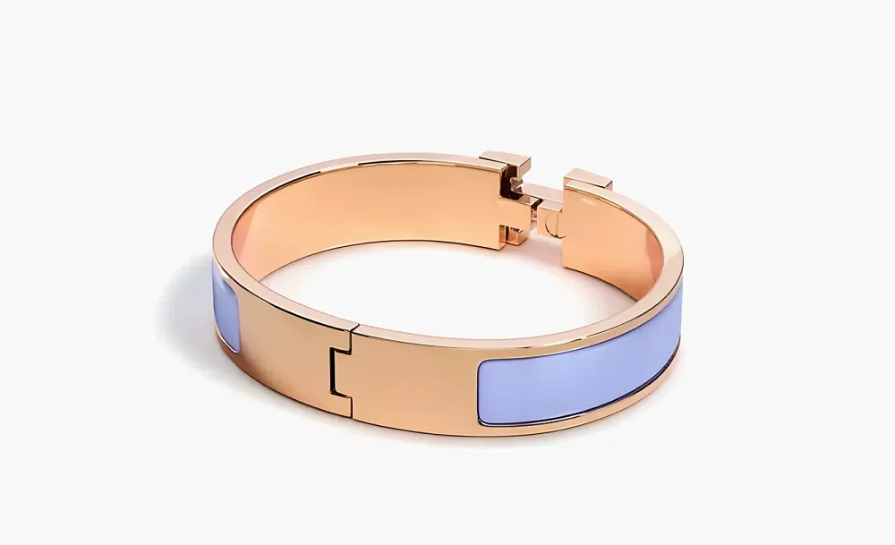 Hermes Clic H Narrow Bracelet In Enamel Purple