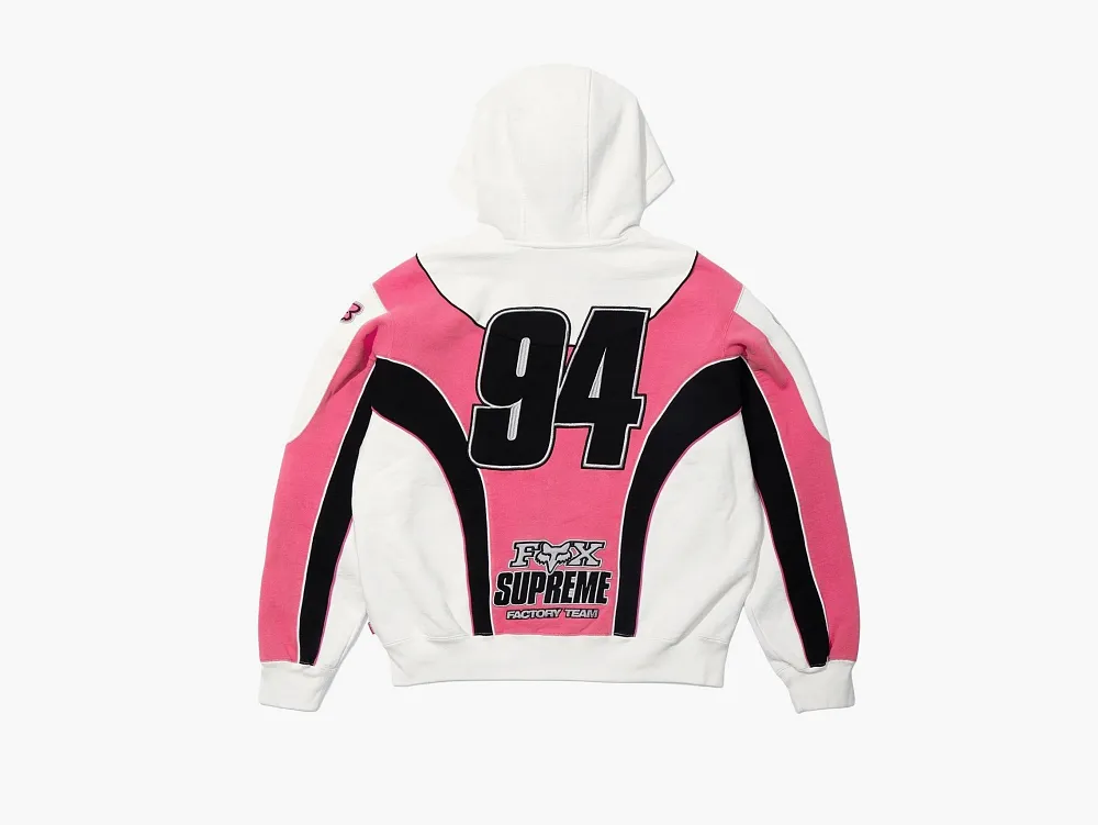 Supreme x Fox Racing Zip Up Hooded Sweatshirt White