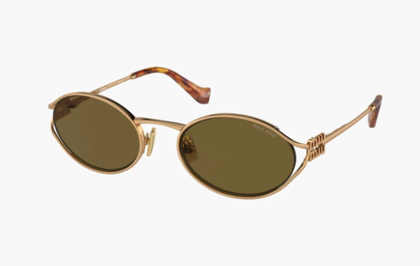 Miu Miu Eyewear Logo Round-frame Sunglasses Gold 