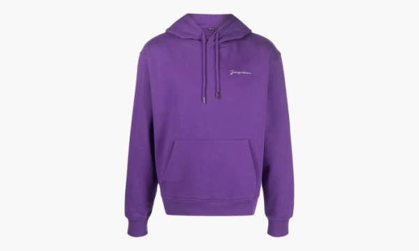 Jacquemus Le Sweatshirt Brode Embroidered Logo Hoodie Purple 