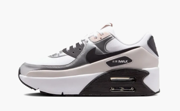 Nike Air Max 90 LV8 WMNS Phantom Metallic Silver Black 