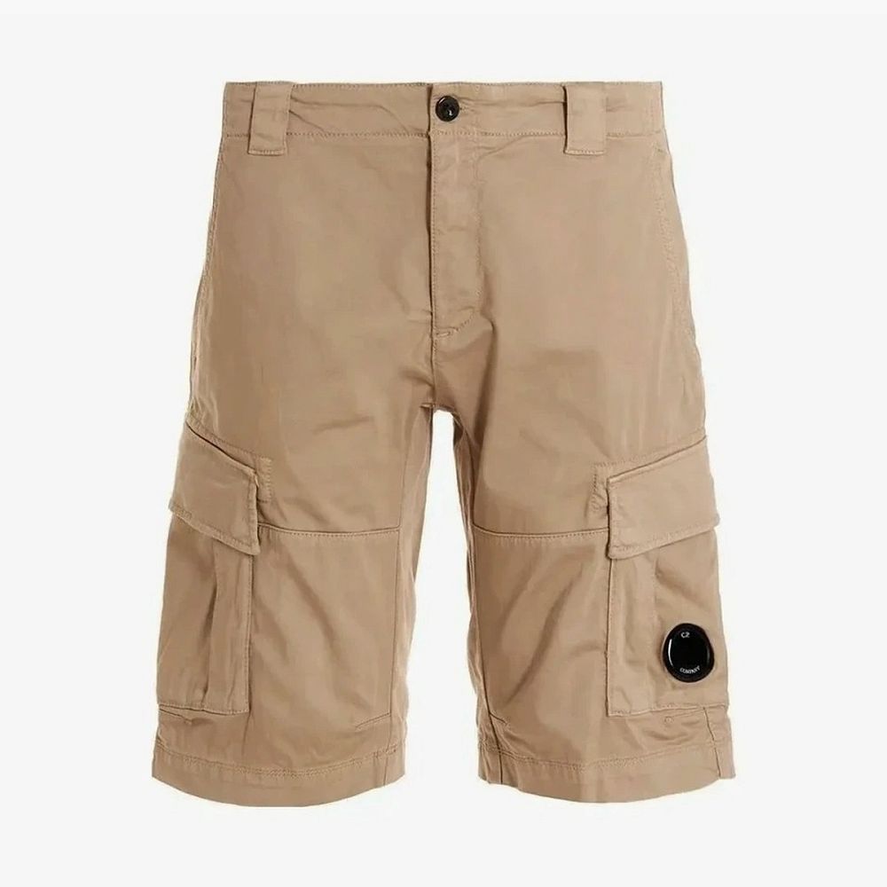 C.P. Company Stretch Gabardine Cargo Lens Shorts Beige