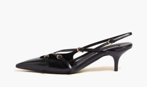 Miu Miu Brushed Leather Slingbacks With Buckles Black 