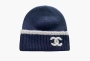 Chanel Beanie Hat Wool Navy Blue 