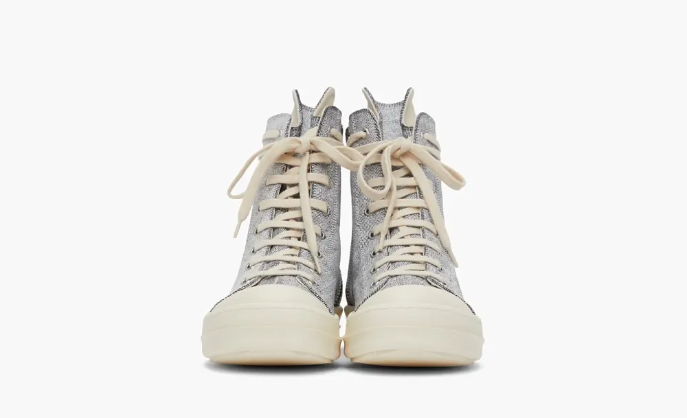 Rick Owens Drkshdw Foil Denim High Sneakers Gray