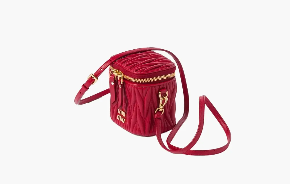 Miu Miu Matelassé Nappa Leather Micro Bag Red