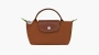 Longchamp Le Pliage Green Handle Pouch Cognac 