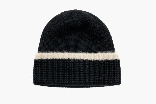 Chanel Beanie Hat Wool Black / White 