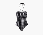Saint Laurent Dotted Bustier Swimsuit Black