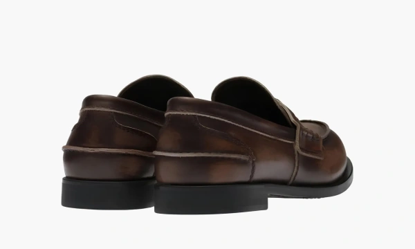 Miu Miu Brushed Leather Loafers Sepia 