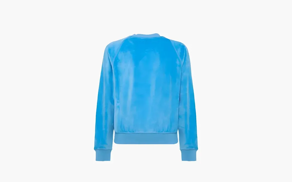 Sporty & Rich Logo-embroidered Velvet Sweatshirt Blue
