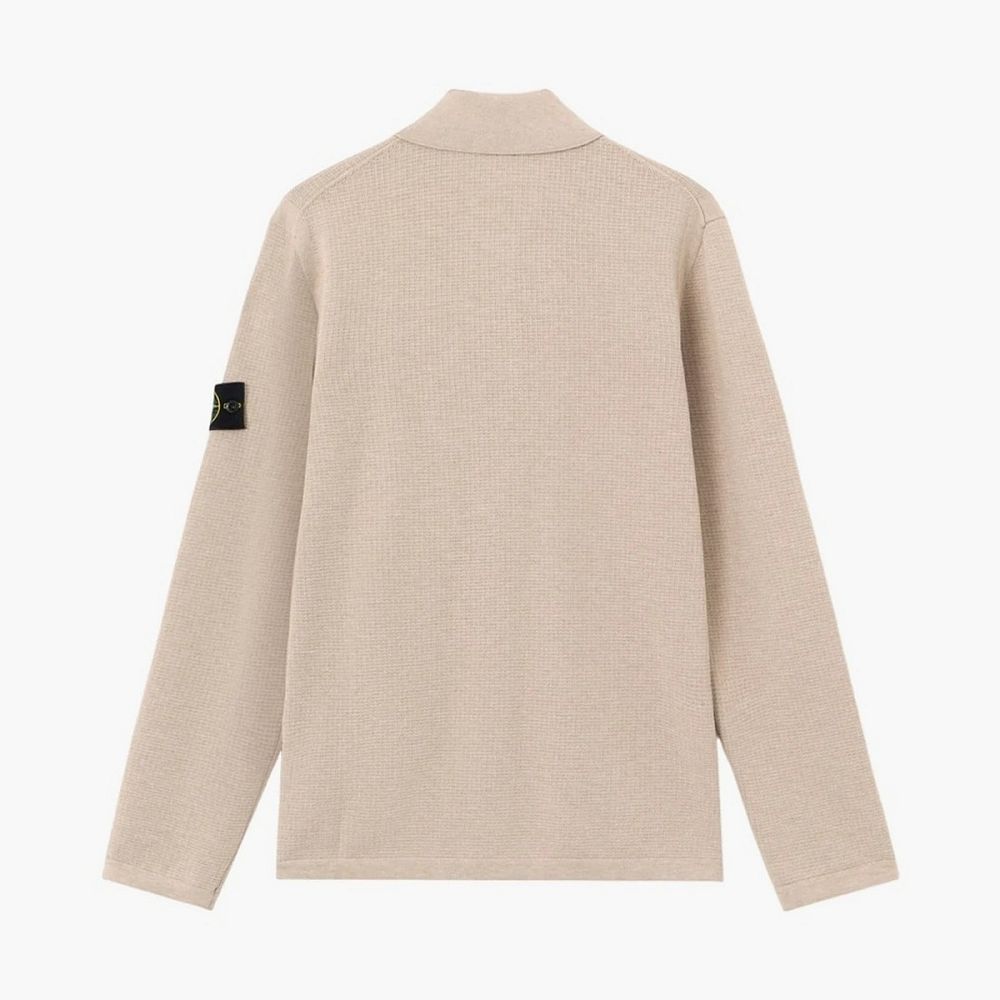 Stone Island Micro Stitch Soft Organic Cotton Long-Sleeve Polo Desert Melange