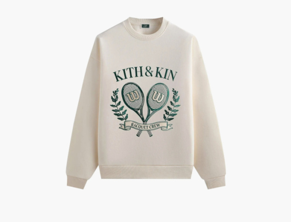 Kith x Wilson Racquet Crew Nelson Crewneck Sandrift 