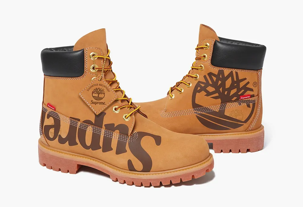 Supreme & Timberland 6 Inch Premium Waterproof Boot Big Logo - Wheat