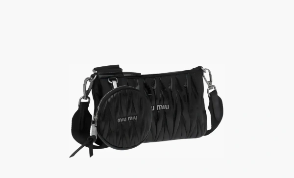 Miu Miu Dusty Matelassé Multi-Pochette Crossbody Black  Miu Miu Dusty Matelassé Multi-Pochette Crossbody Black