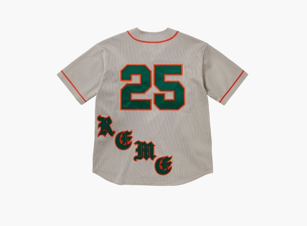 Supreme Old English Baseball Jersey Grey  Supreme Old English Baseball Jersey Grey