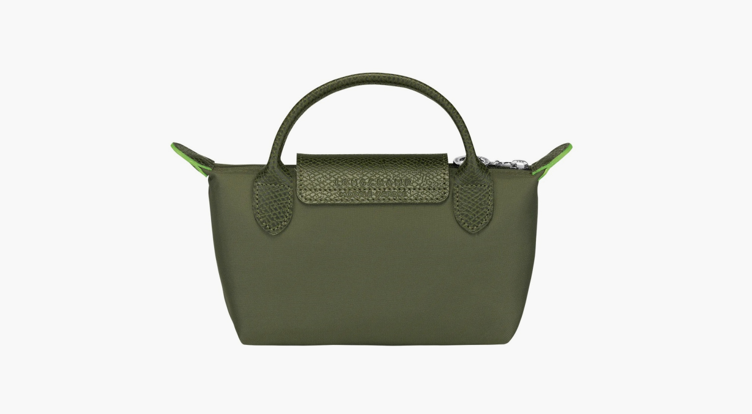 Longchamp Le Pliage Green Handle Pouch "Forest" 