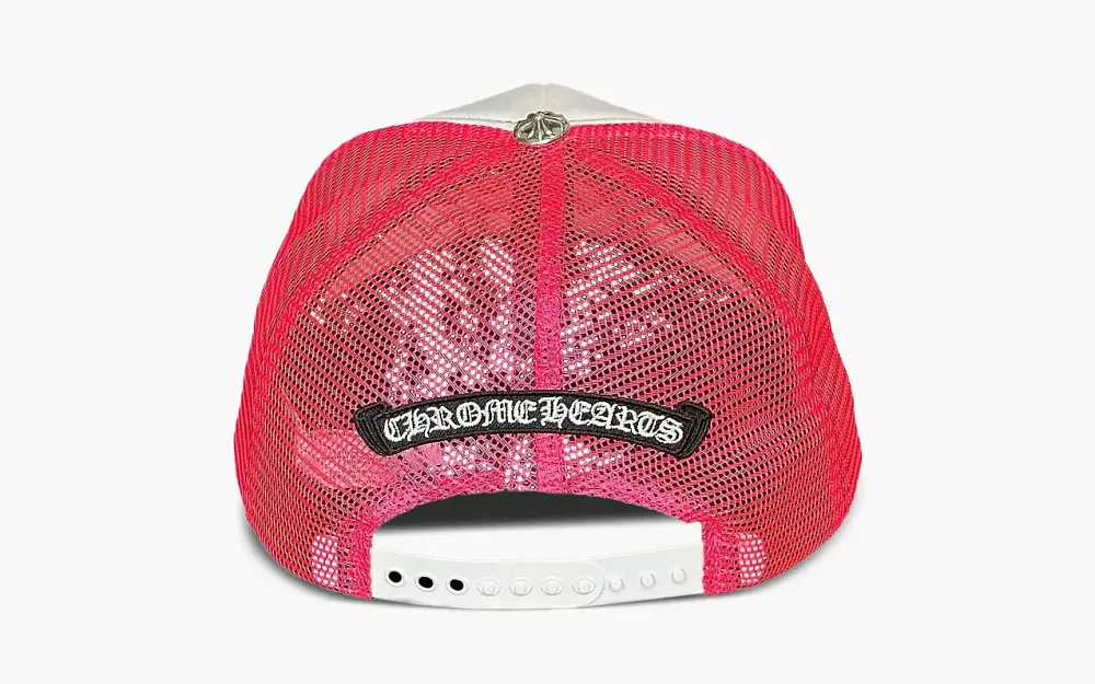  Chrome Hearts Cemetery Leather Patch Trucker Cap Pink