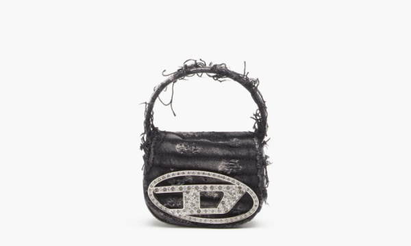Diesel 1DR Iconic Mini Bag Iconic Canvas And Crystals Black  Diesel 1DR Iconic Mini Bag Iconic Canvas And Crystals Black