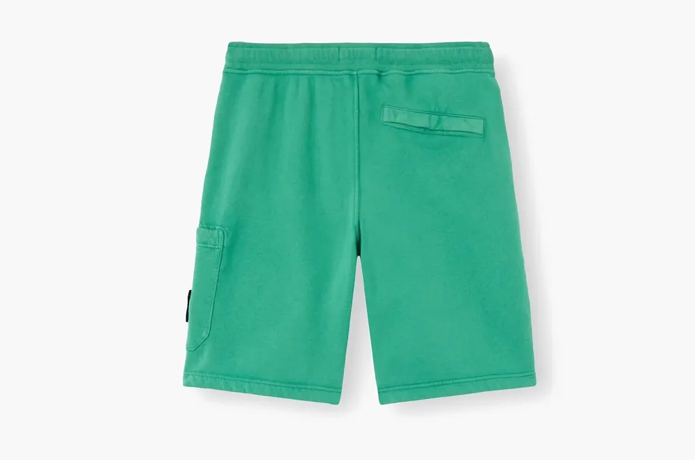 Stone Island Organic Cotton Fleece Shorts Malachite