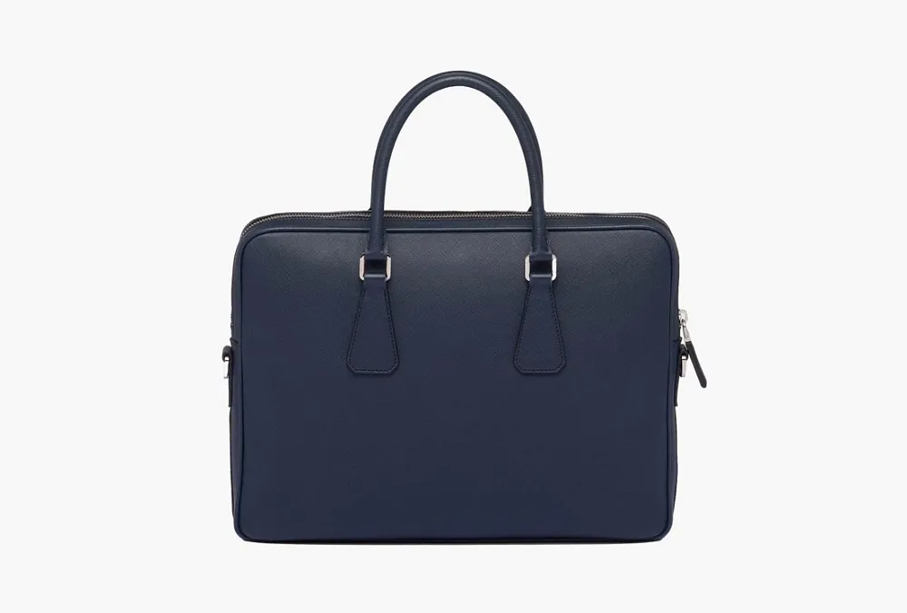 Prada Saffiano Leather Work Bag Baltic Blue